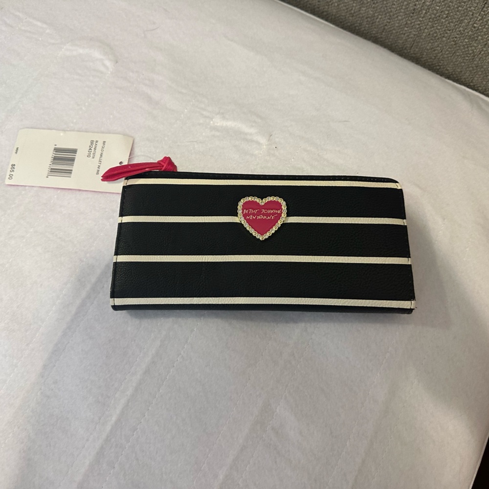 Betsey Johnson Black and White Striped Women's Wallet